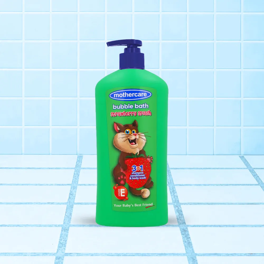 Mothercare Strawberry Bubble Bath 550ml 3-in-1 Baby Care Shampoo, Conditioner And Body Wash