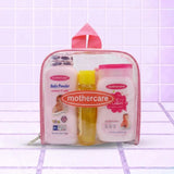 Mothercare Transparent Gift Bag, Embossed Mothercare Logo on the Pouch and in it has Mothercare Products