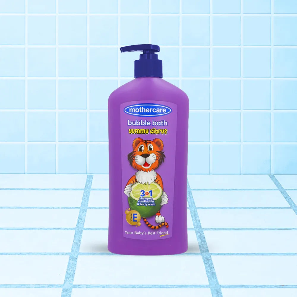 Mothercare Yummy Citrus Bubble Bath 550ml 3-in-1 Baby Care Shampoo, Conditioner And Body Wash