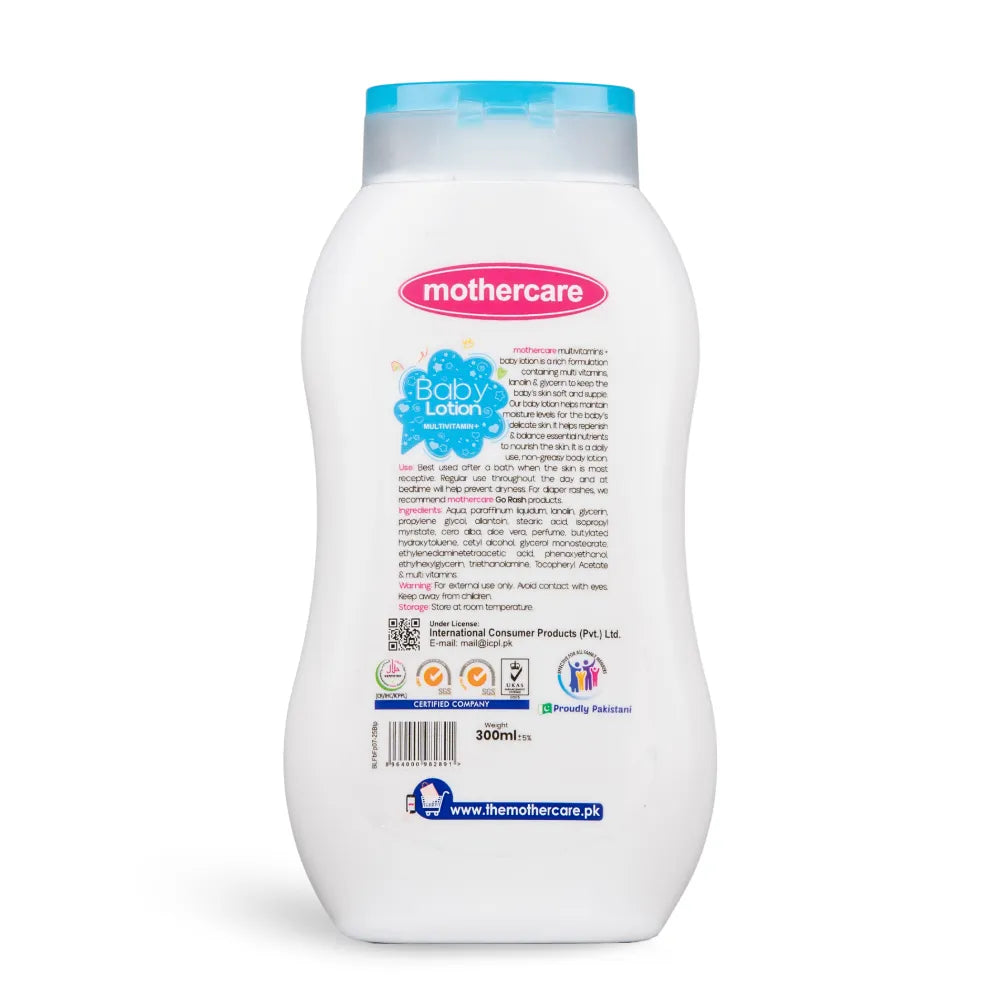 Mothercare French Berries Baby Lotion Back Side of Bottle Ingredients Image