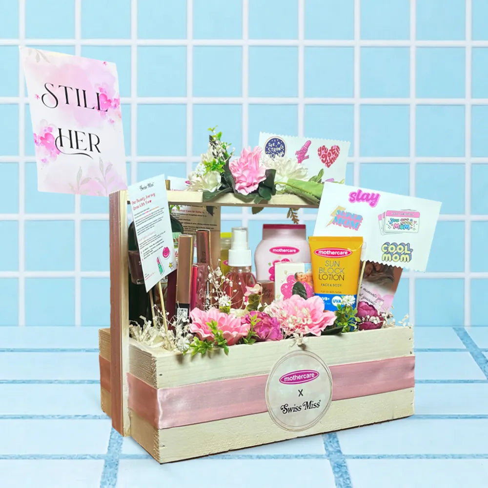 Mothercare Gift Basket Includes Multiple Mothercare And Swiss Miss Products for Mother's Day Mothercare x Swiss Miss
