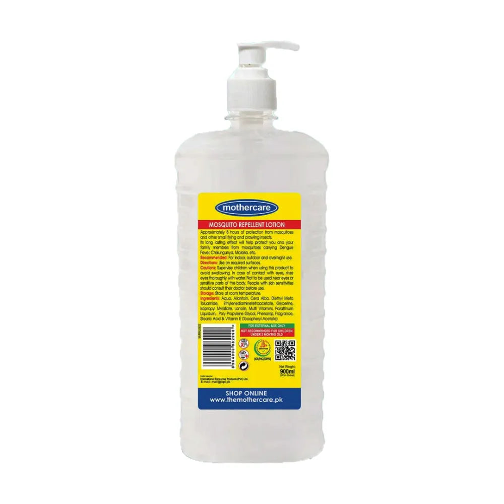 Mothercare Mosquito Repellent Lotion 900ml Back Side Of Product With Ingredients
