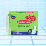 Mothercare Sanitary Pads Ultra Thin 8 Long Day And Night Coverage With 3 Times Extra Absorbent And 4D Technology, Super Soft And Breathable Material.